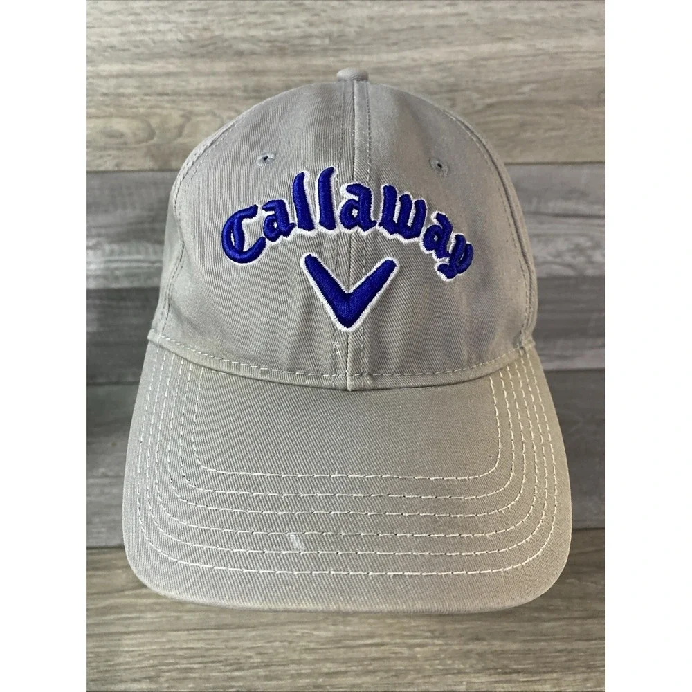 Callaway Golf Hat Mens Gray Blue Embroidered‎ Logo Adjustable Strapback Cap (BD)